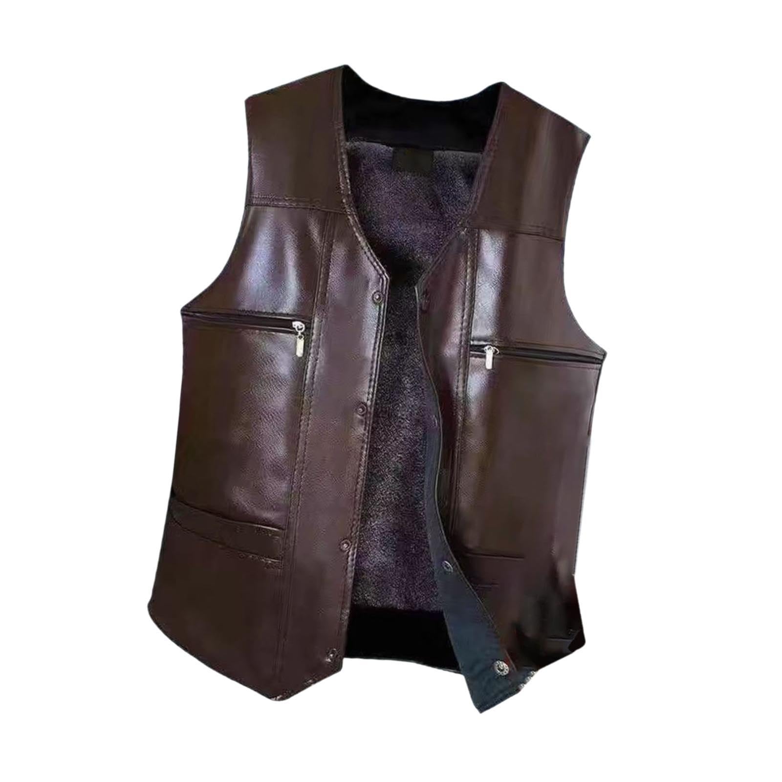 Enakshi Waistcoat Lightweight Utility Mens PU Leather Vest for Travel Winter 3XL Brown|Clothing, Shoes & Accessories|Mens Clothing|Coats & Jackets|Package Includes:1 Mens PU Leather Vest-image-33