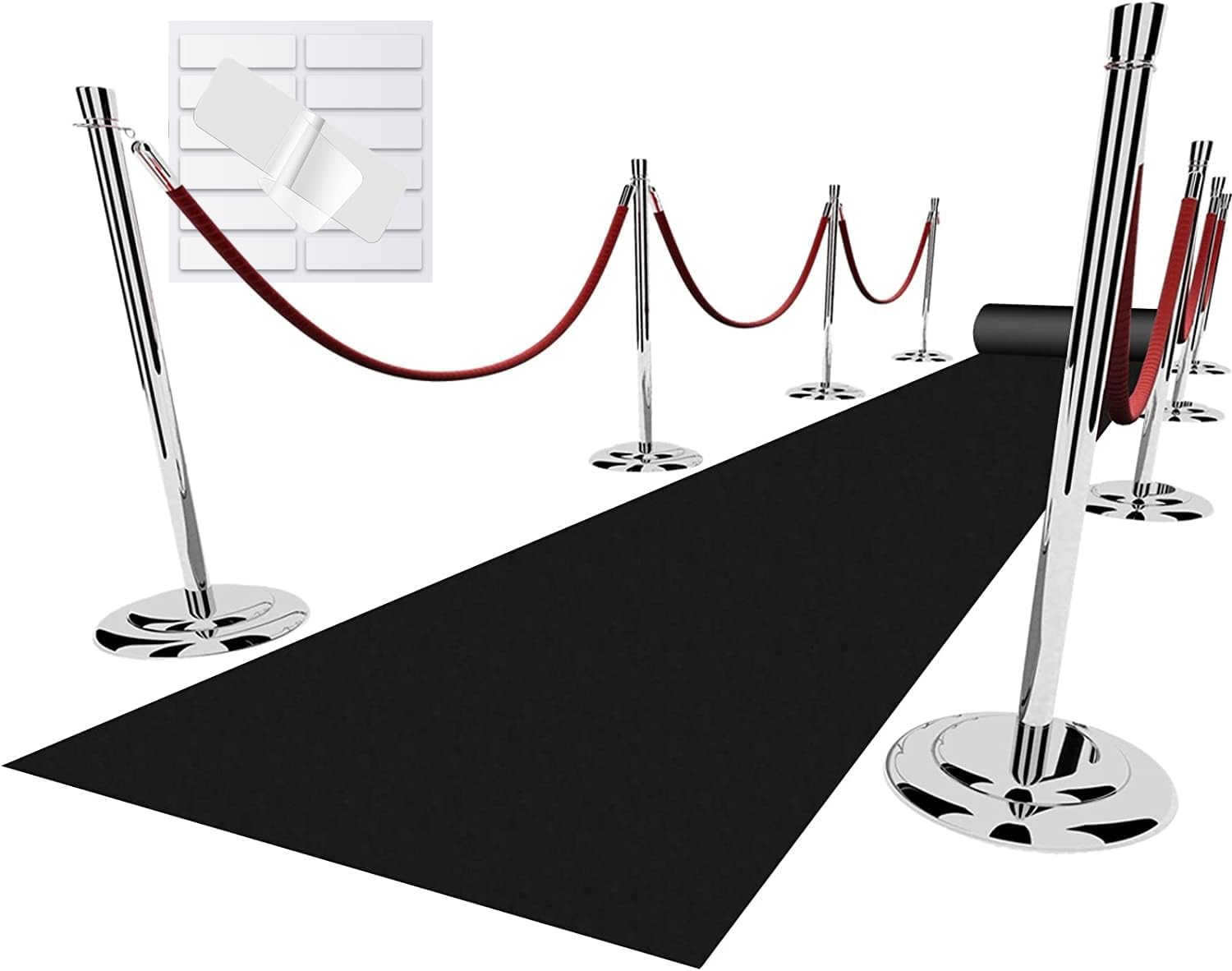 EZLucky Black Carpet Runner for Party, 2.6X15ft, 130GSM Felt NonWoven