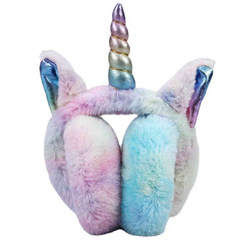 BBABBT Girls Earmuffs Unicorn Ear Muffs in Colorful Plush Design, Colorful Unicorn Earmuffs for Women Kids Girls Winter Ear Warmers