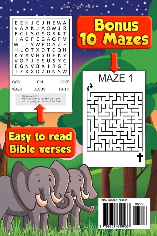 Bible Word Search For Kids Ages 4-8: 40 Word Search Puzzles With 10 Bonus Mazes. - Image 2