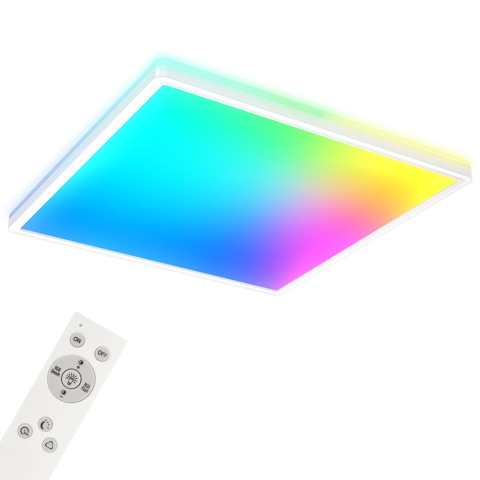 BRILONER - LED Deckenlampe flach Smart Home, funktioniert mit Alexa, buntes RGB+W Licht, Lampe, Deckenleuchte, Wohnzimmerlampe, LED Panel, Schlafzimmerlampe, 42x42x3 cm, Weiß