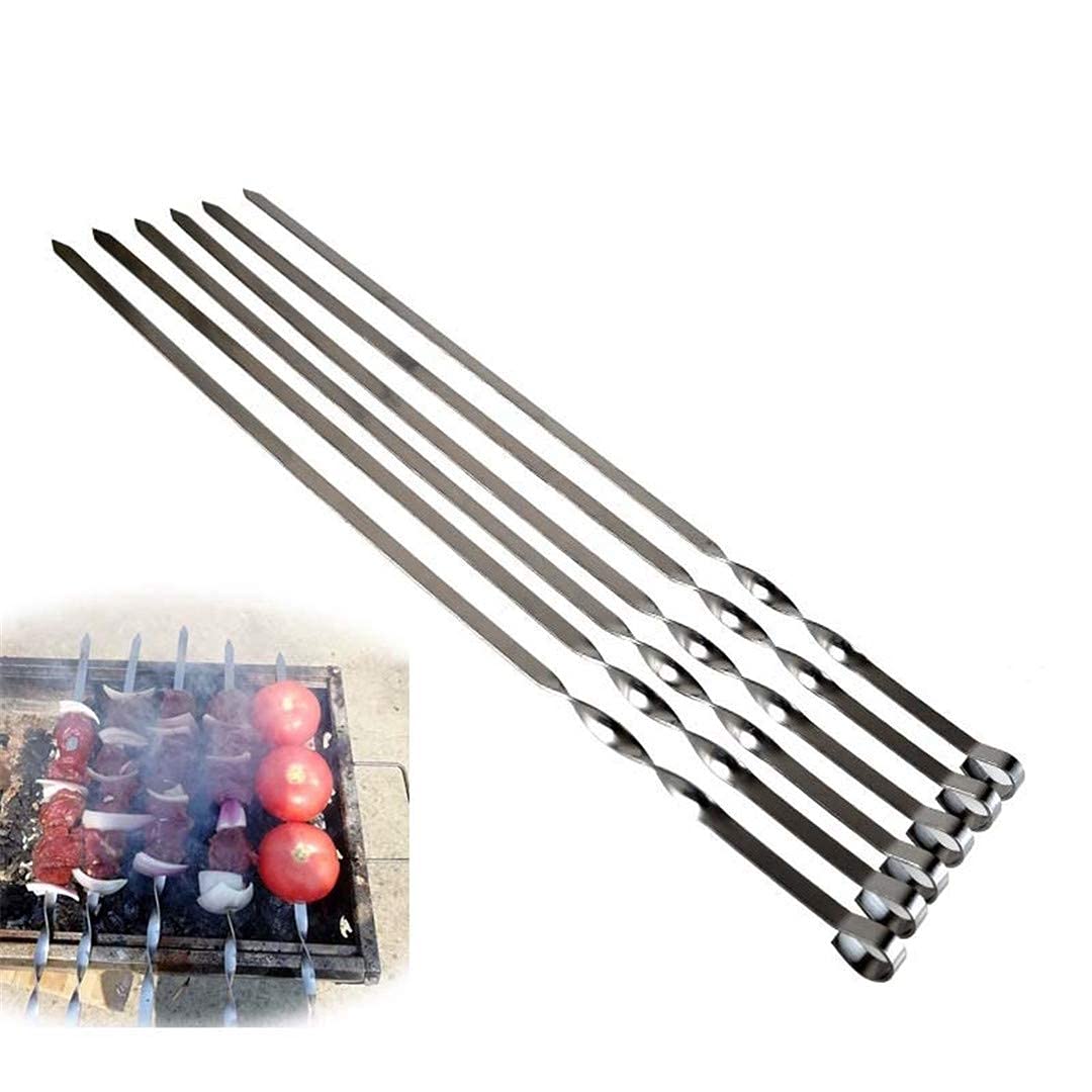 21.6 '' 55 CM Spiedini per Barbecue in Acciaio Inossidabile Barbecue Forchette Set di Aghi Manico Spiedini per Spiedi Piatte Heavy Duty Attrezzi da Campeggio Lunghi (10 Pezzi)