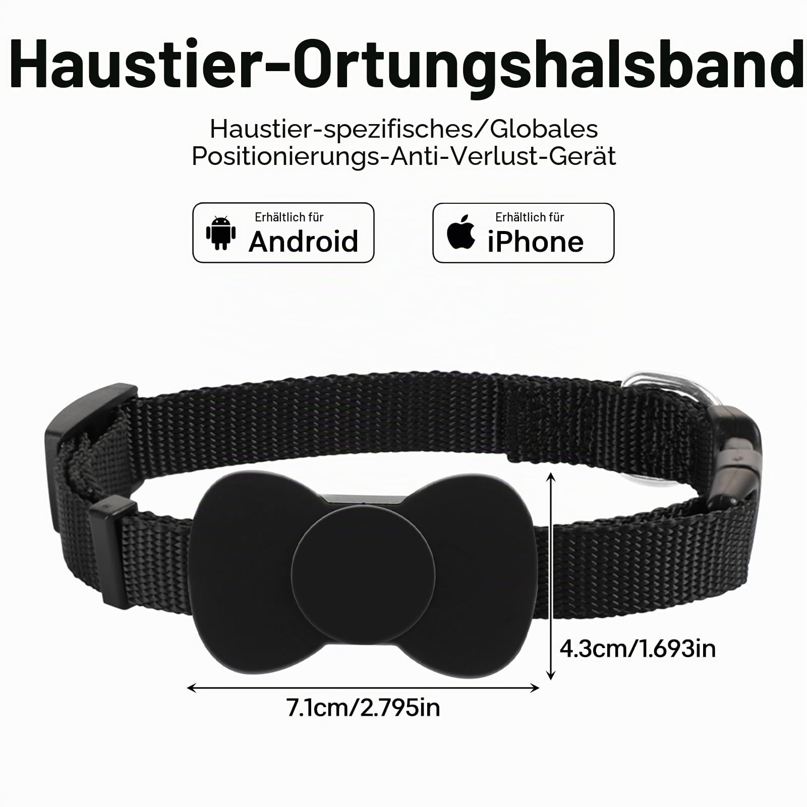 Katzen-GPS-Tracker-Halsband, keine monatliche Gebühr, GPS-Katzen-Tracker-Halsband für kleine Katzen, für Apple Find-Funktion (Gilt für iOS und Android), Katzen-Tracker