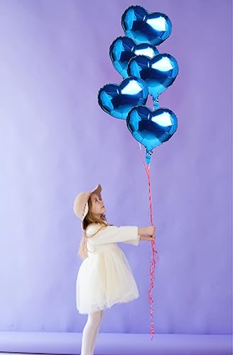 Miniatura 6 de 10 globos de aluminio en forma de corazón azul de 18 pulgadas de Mylar para decoración de fiesta de cumpleaños