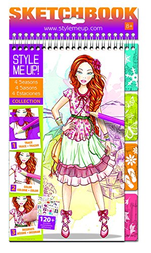Style Me Up - Fashion Design Coloring Sketch Book for Girls and Boys. Great Present/Gift - Sticker Book with DIY tools - 4 Seasons Collection