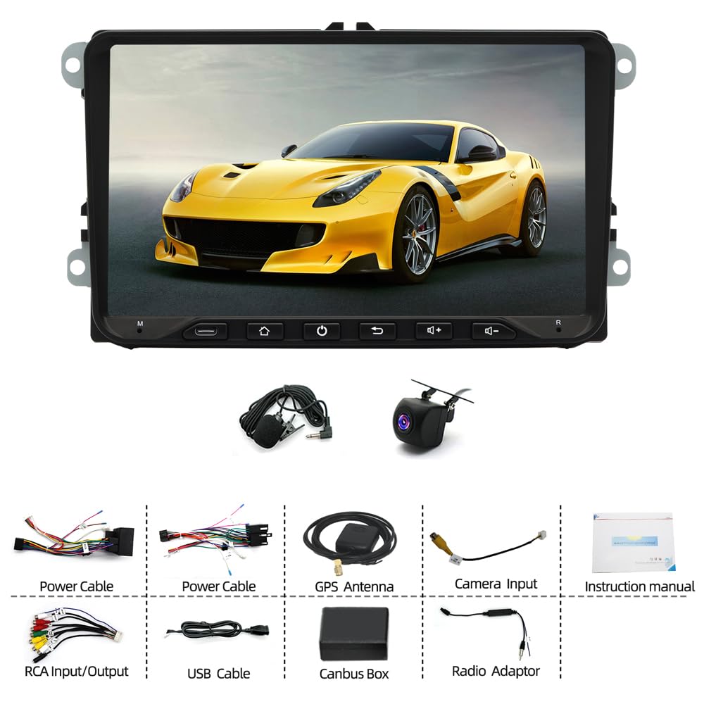 4+64G Podwójny Din Radio samochodowe do Skoda Superb 2009-2015 with Wireless Carplay Android Auto 9"IPS Touch Screen Android 14 Car Radio GPS Navi Bluetooth FM RDS Backup Camera WiFi Mirror Link