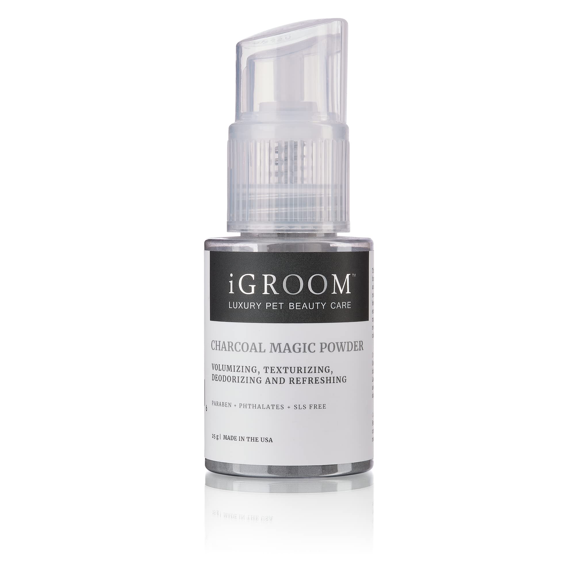 iGroom Charcoal Magic Powder for Dogs, Luxury Pet Beauty Care, Enhances Black Coats, Absorbs Excess Oil and Impurities, Made in USA, 25g