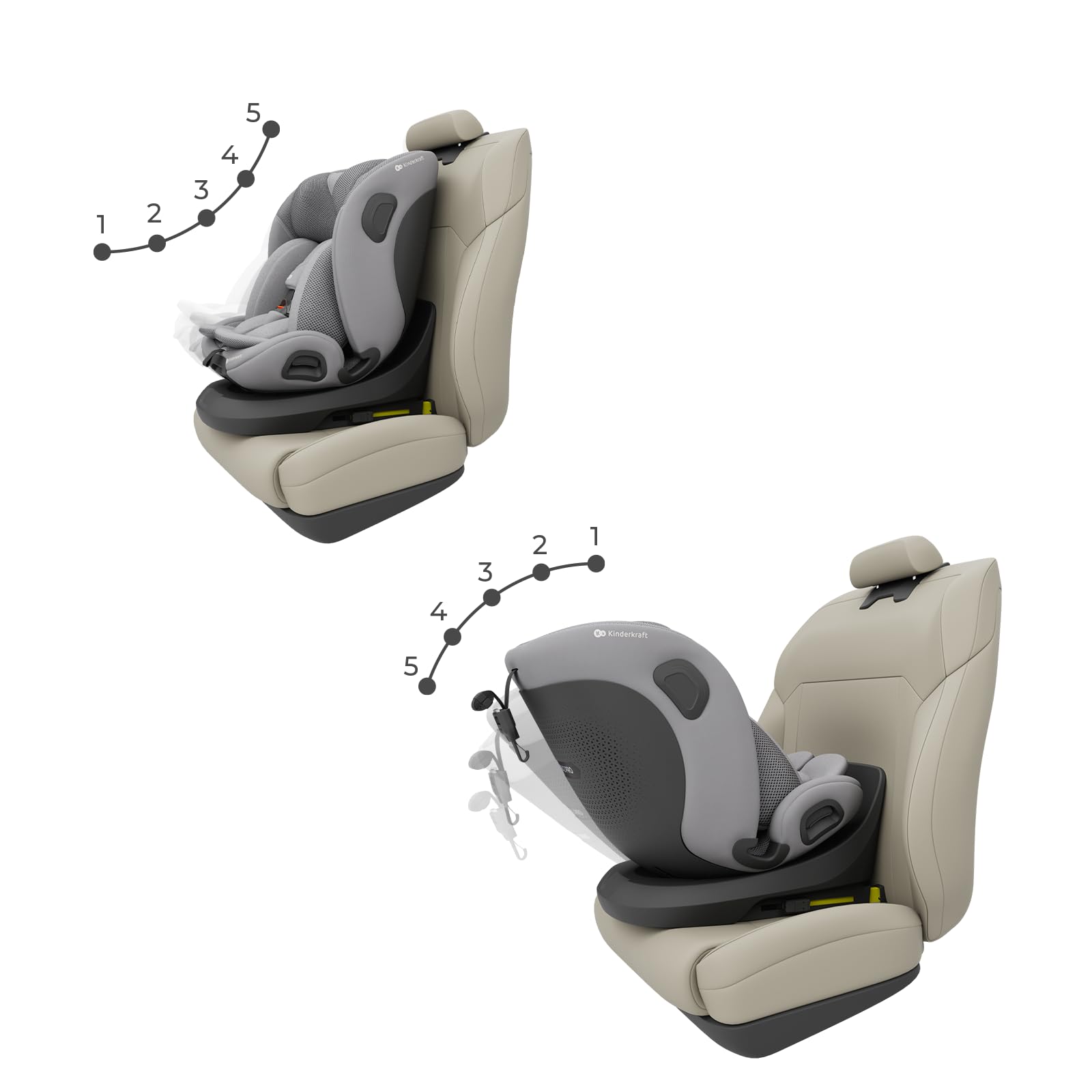 Kinderkraft I-GROW 2 PRO Siège Auto i-Size 40-150 cm 0-12 ans ISOFIX Gris