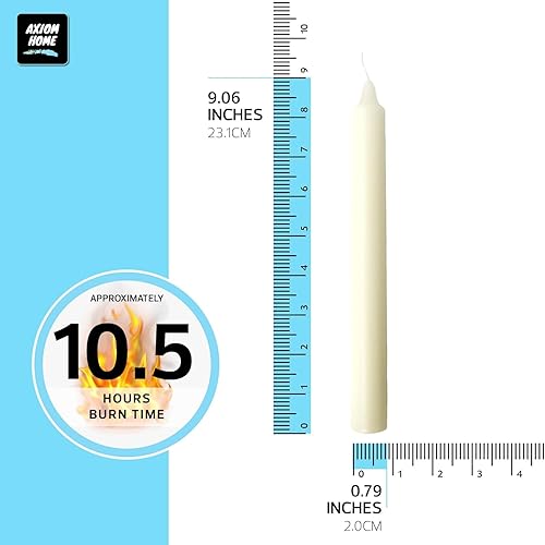 Miniatura 121 de Axiom Candles Velas altas sin goteo de 10 pulgadas sin perfume y sin humo, 9 horas de tiempo de combustión, velas cónicas para el hogar, cenas