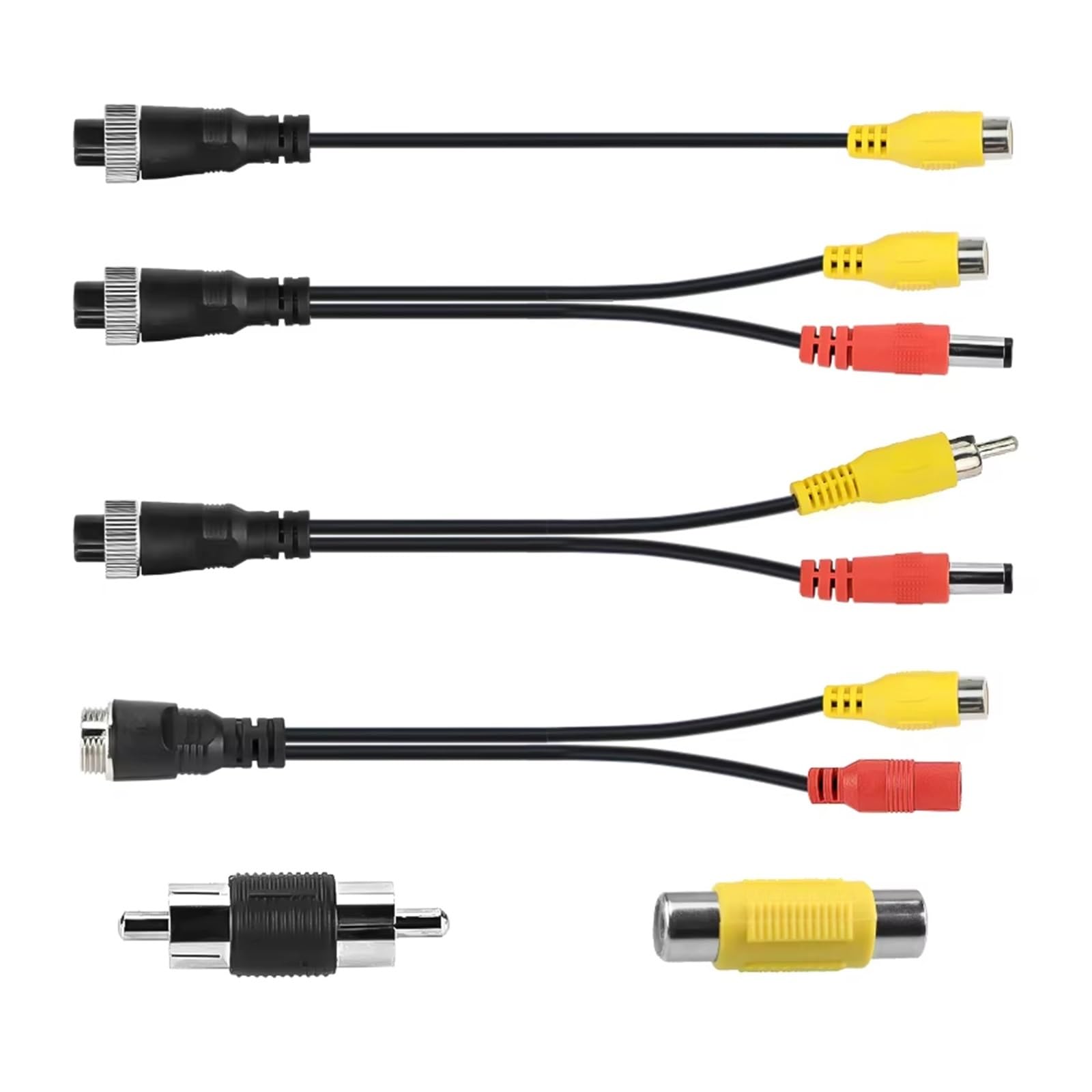 Cámara Trasera Camara Adaptador Convertidor De Enchufe Cable Múltiple 4 Pines (Macho/Hembra A AV/Hembra CC) para Monitor Trasero Coche(G)