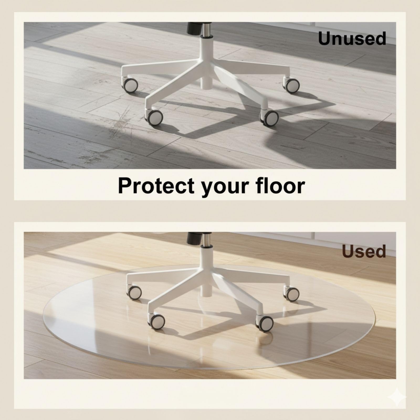 Tapis de chaise de bureau transparent pour moquette et planchers en bois dur rond de 150 cm pour chaises roulantes, tapis de bureau – Idéal pour la maison et le bureau