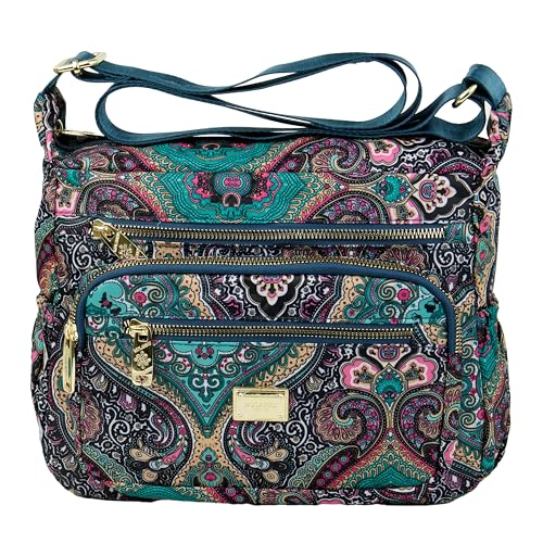 Image of Storite Women's Crossbody Sling Bag | Multi Pocket Lightweight Shoulder Bag | Adjustable Strap Travel Messenger Bag | Boho Design Casual Everyday Purse