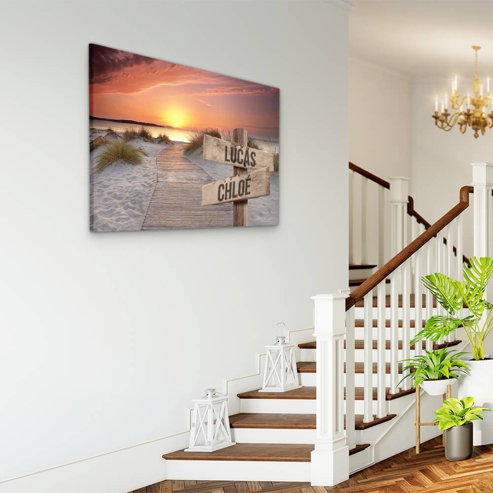 Générique Genérico Lienzo Personalizado con Marco de Madera Nombre Familia Puesta de Sol (60 x 40 cm)