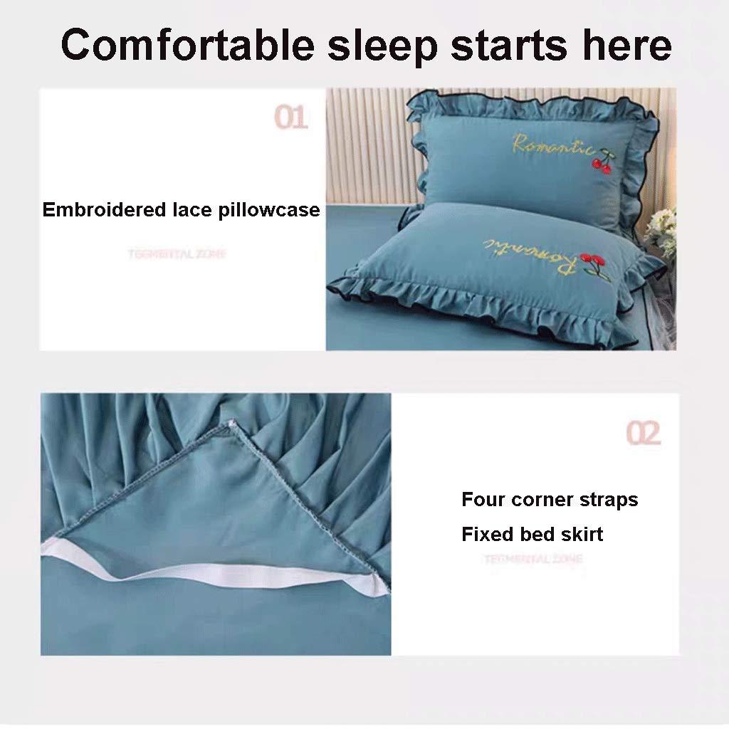 WWQQ Increspatura Gonna per Letto Copriletto con Volant in Cotone