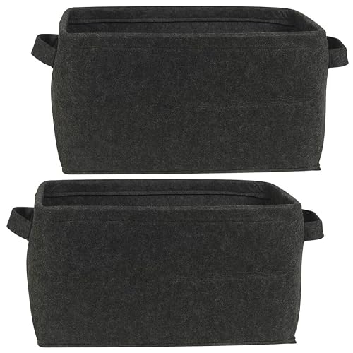 Urbnliving Black Large Felt Storage Basket Closet Toy Hamper Laundry Bag Shelf Box Organiser Large Freestanding Storage (Pack Of 1)