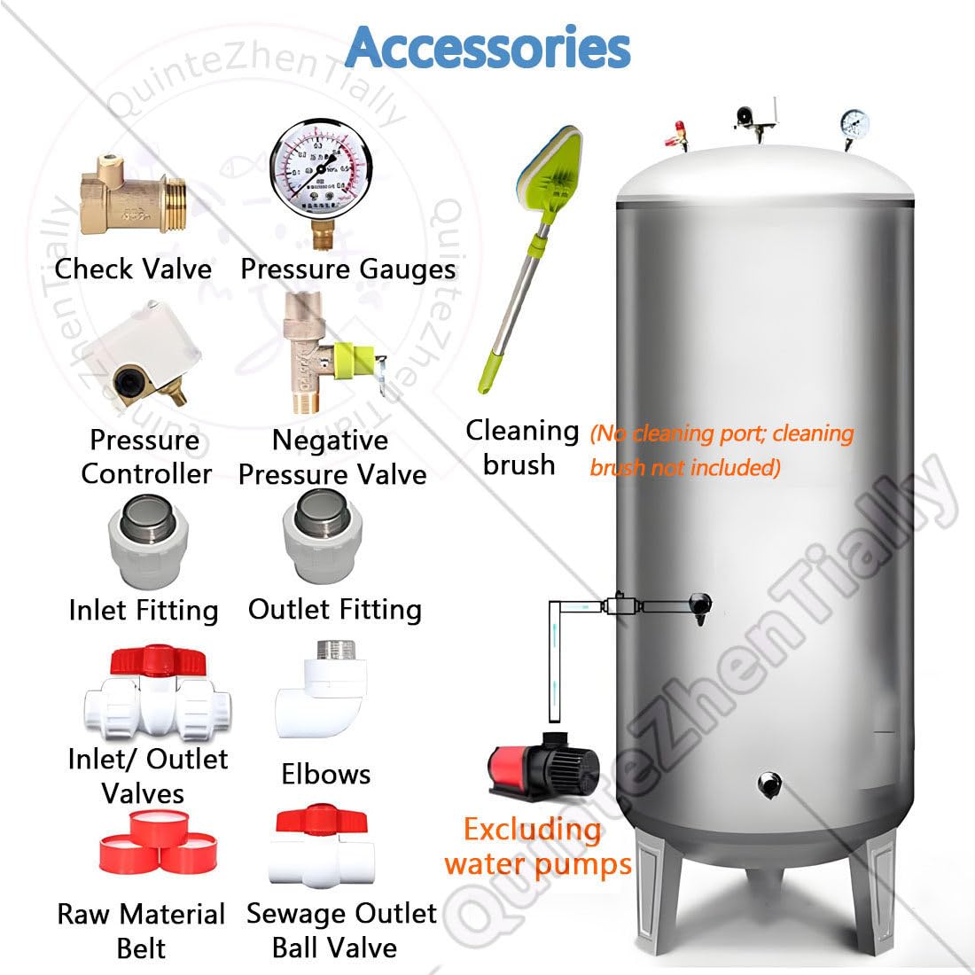 60/100/160/200 L Serbatoio Pressione Acciaio Inossidabile,Pompa Pozzo Sistemi Pressurizzati,con Saldatura Senza Giunte,per Uso Domestico & Industriale NoCleaningPort-200L/52gal