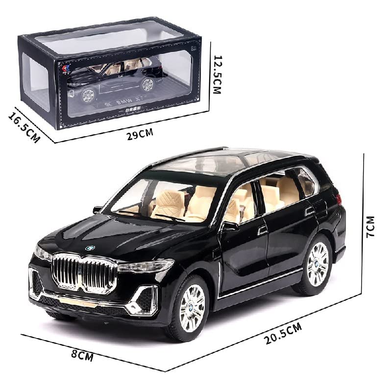 Image of Invite Enterprise Exclusive Alloy Metal 1:24 BMW X7 Model Car, Zinc Alloy Die-cast Toy Vehicles, Openable Doors, Music, Lights & Pull Back Toy Car with Sound & Light for Kids (BMW X7 SUV) - Multicolor