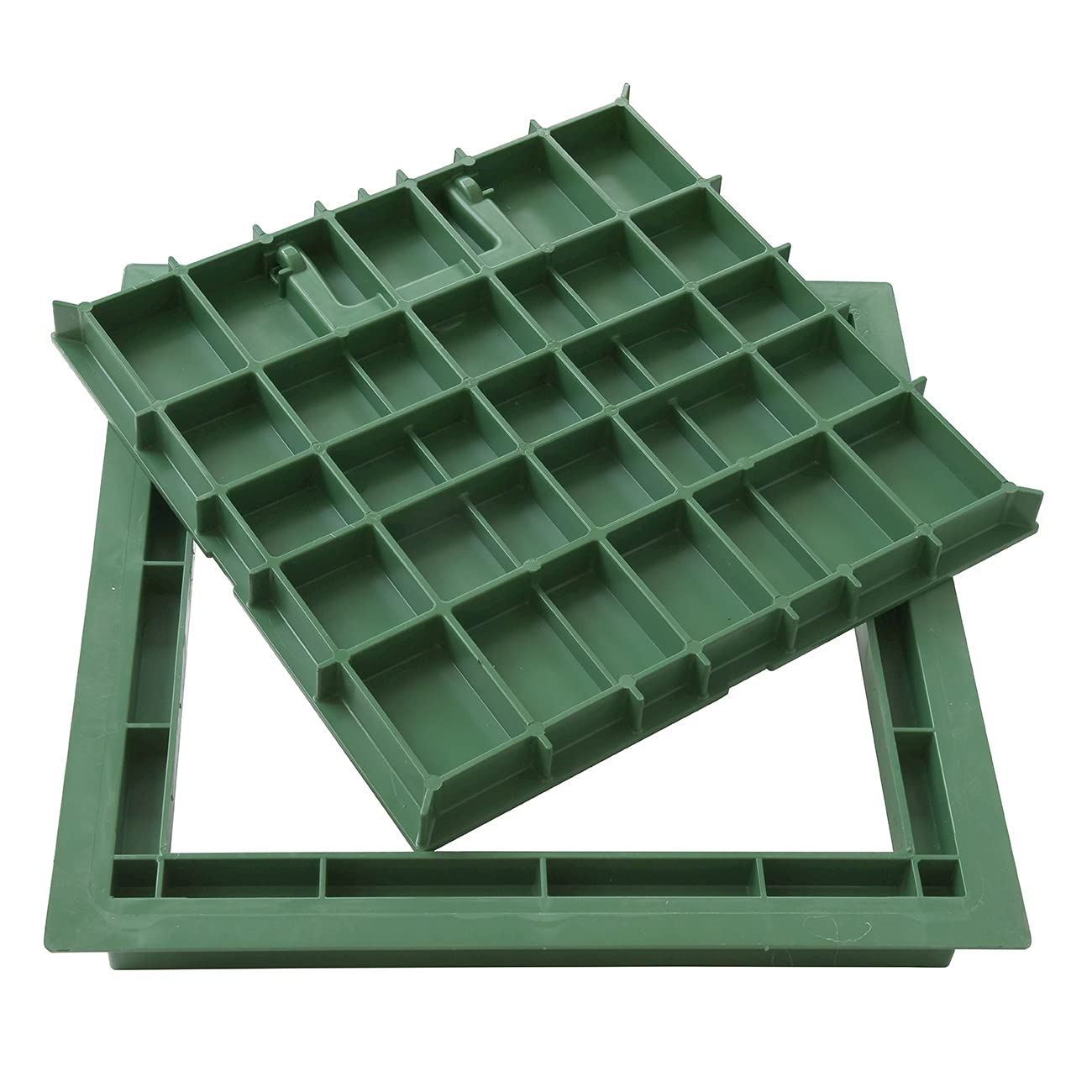 FIRST PLAST TCDPM30V Cadre avec couvercle avec poignée piétonne en PVC, vert, 300 x 300 mm
