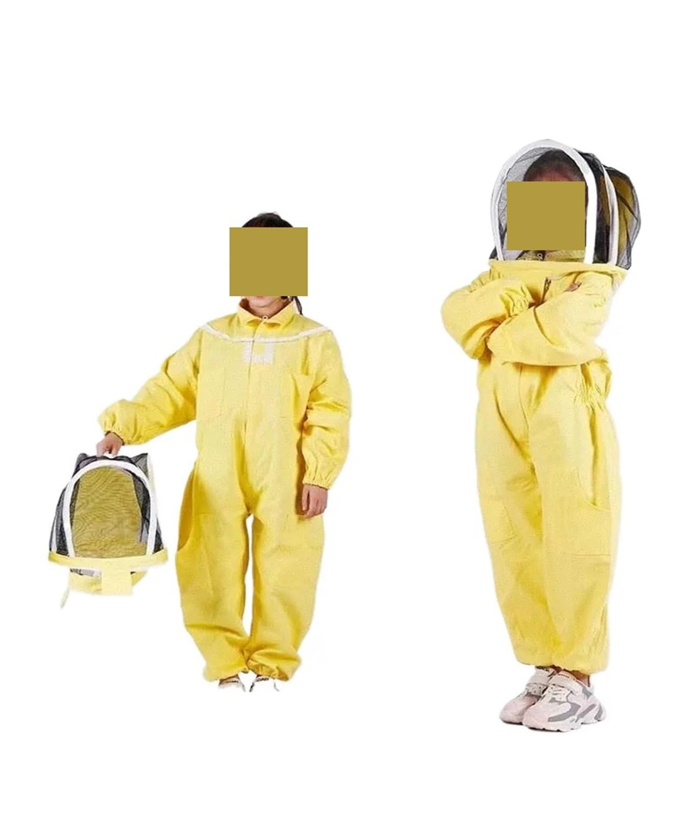 Vêtements d'apiculture Combinaison en coton jaune 1 pièce, combinaison Anti-abeille for enfants, spatiale, casquette, outils for l'culture(80-130cm)