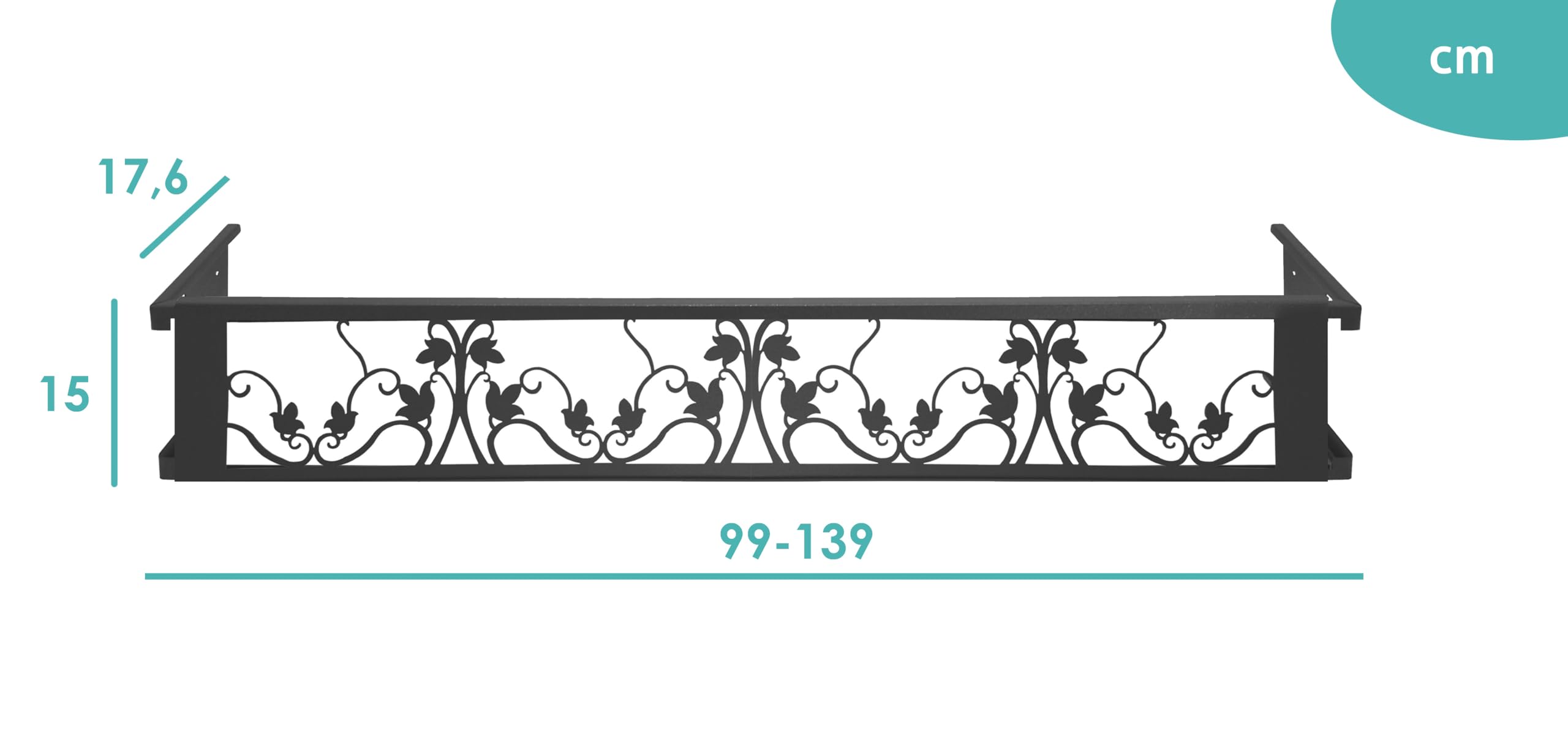 Balconcillo para Macetas, Balconcillo para Plantas, Portamacetas Ventana, Protector de macetas, Modelo Floral Extensible 100-140 cm, Blanco