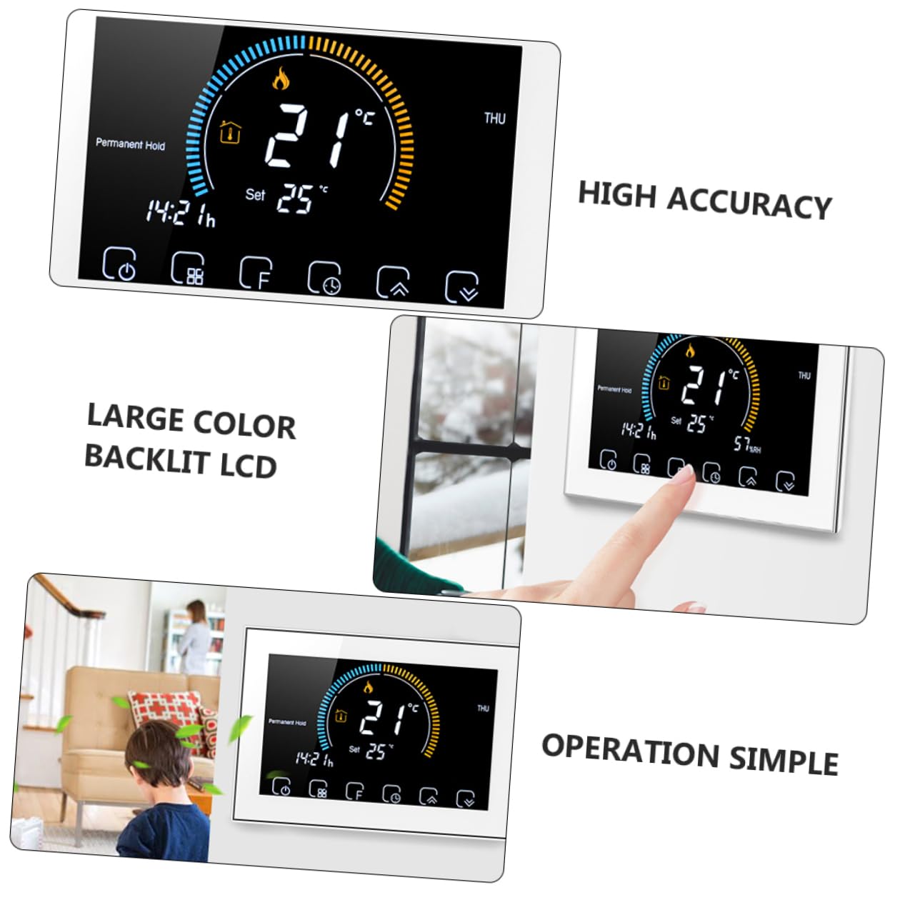 NUOBESTY Smartes Thermostat Mit Farb-LCD Und Touchscreen Geeignet Kassetten Euro-runddosen Komfortable Temperaturregelung