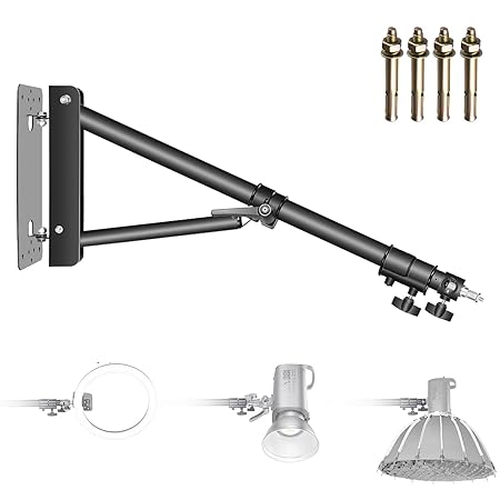 Neewer Triangle Wall Mounting Boom Arm for Photography Studio Video Strobe Lights Monolights Softboxes Umbrellas Reflectors,180 Degree Flexible Rotation,Max Length 70.8 inches/180 Centimeters (Black)