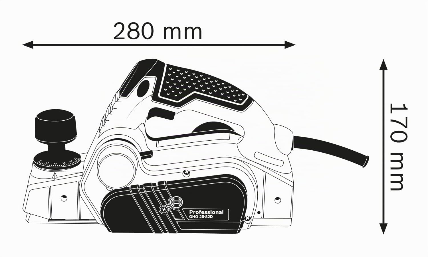 Bosch Professional rabot GHO 26-82 D (puissance 710 W, avec sac à poussière, tournevis coudé, butée parallèle)