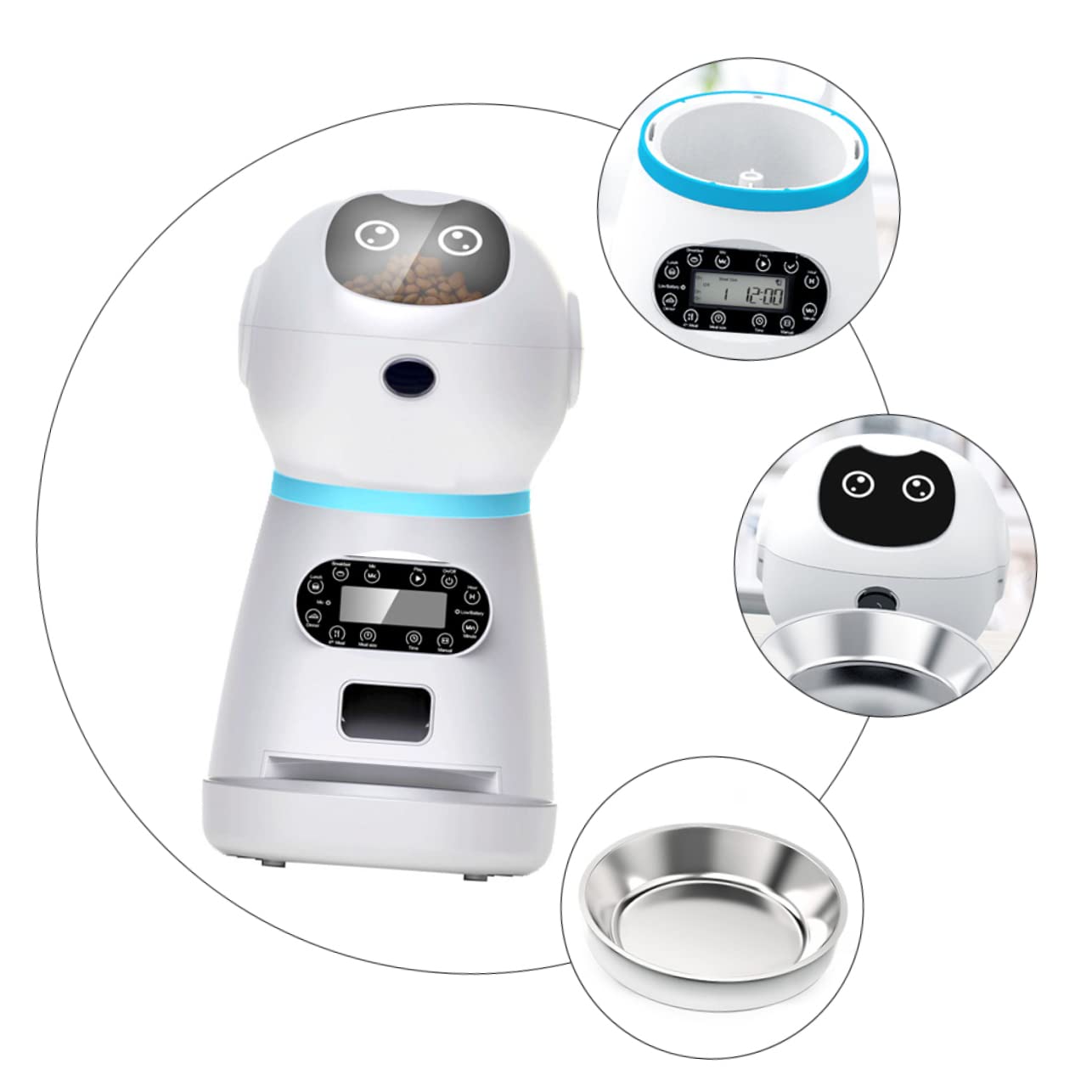 FOMIYES Comedero Automático Diseño de Goma Flexible con Temporizador Digital para Gatos y Alimentación Programable Capacidad 3.5l para Uso Doméstico