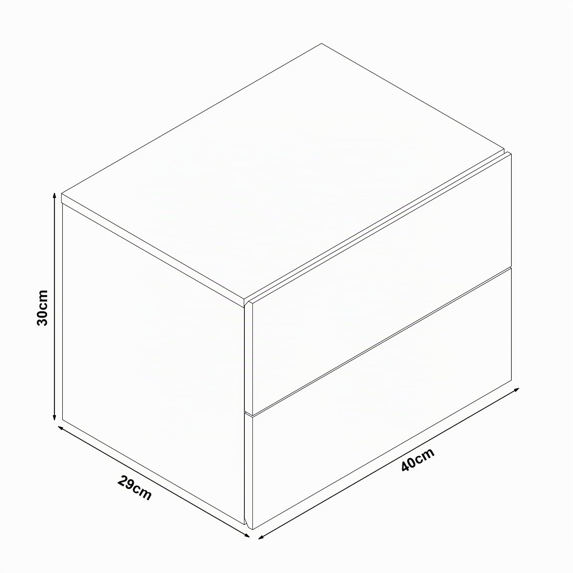 [en.casa] Comodino da Parete con 2 Cassetti 40 x 29 x 30 cm Cassettiera Pensile Portaoggetti da Muro - Effetto Marmo Bianco