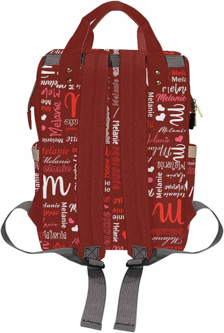 Artsadd Custom Monogram Baby Backpack Gifts for Mom, Personalized Red Hearts Diaper Backpack with Stroller Straps Large Capacity Nappy Bag for Baby Shower