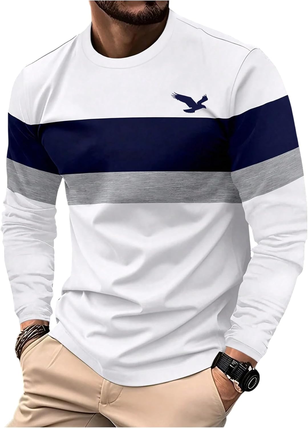 SOLY HUX Men's Color Block Graphic Tees Long Sleeve Crew Neck T Shirt Casual Fall Tops