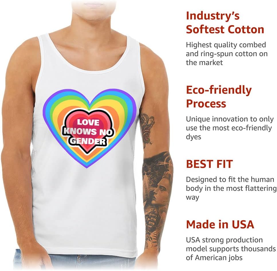 Love Knows No Gender Tank - Pride Heart Workout Tank - LGBT Quotes Jersey Tank
