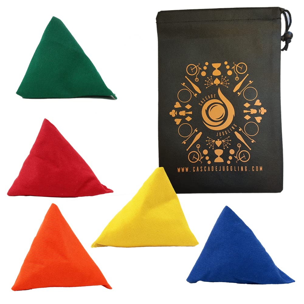 5 x Cascade Tri It Juggling Beanbags and Bag (Mixed Colours)