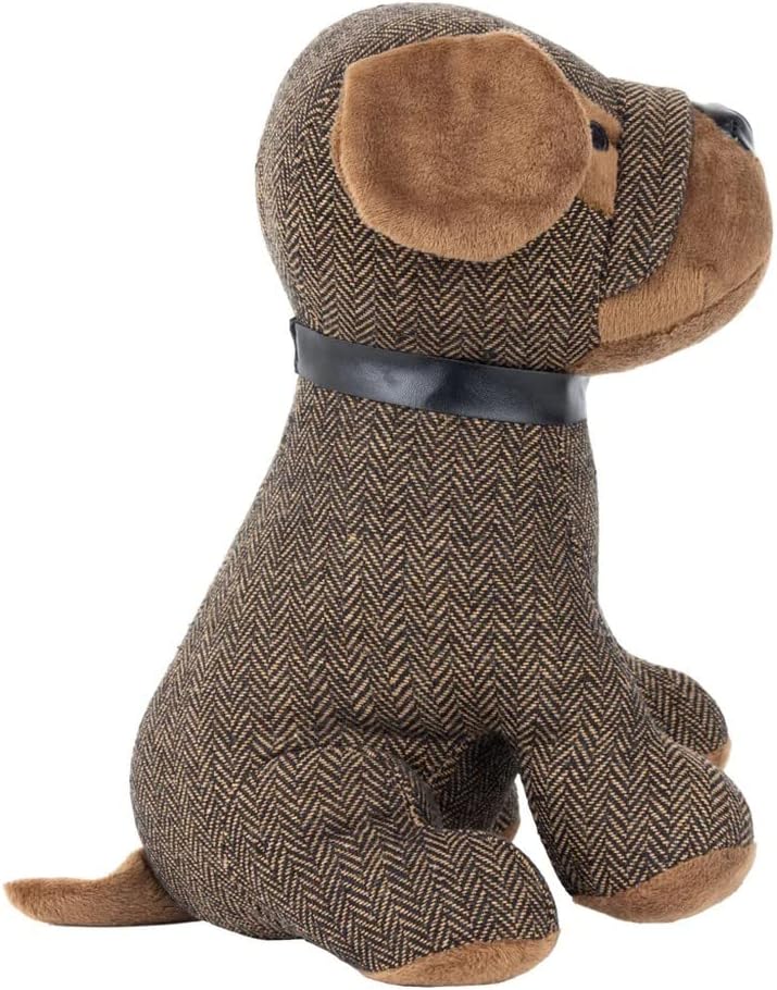Paoletti Boston Herringbone Dog Doorstop – Heavyweight, Sand Filled, Decorative Animal Door Stopper, Polyester, 17 x 18 x 30 cm