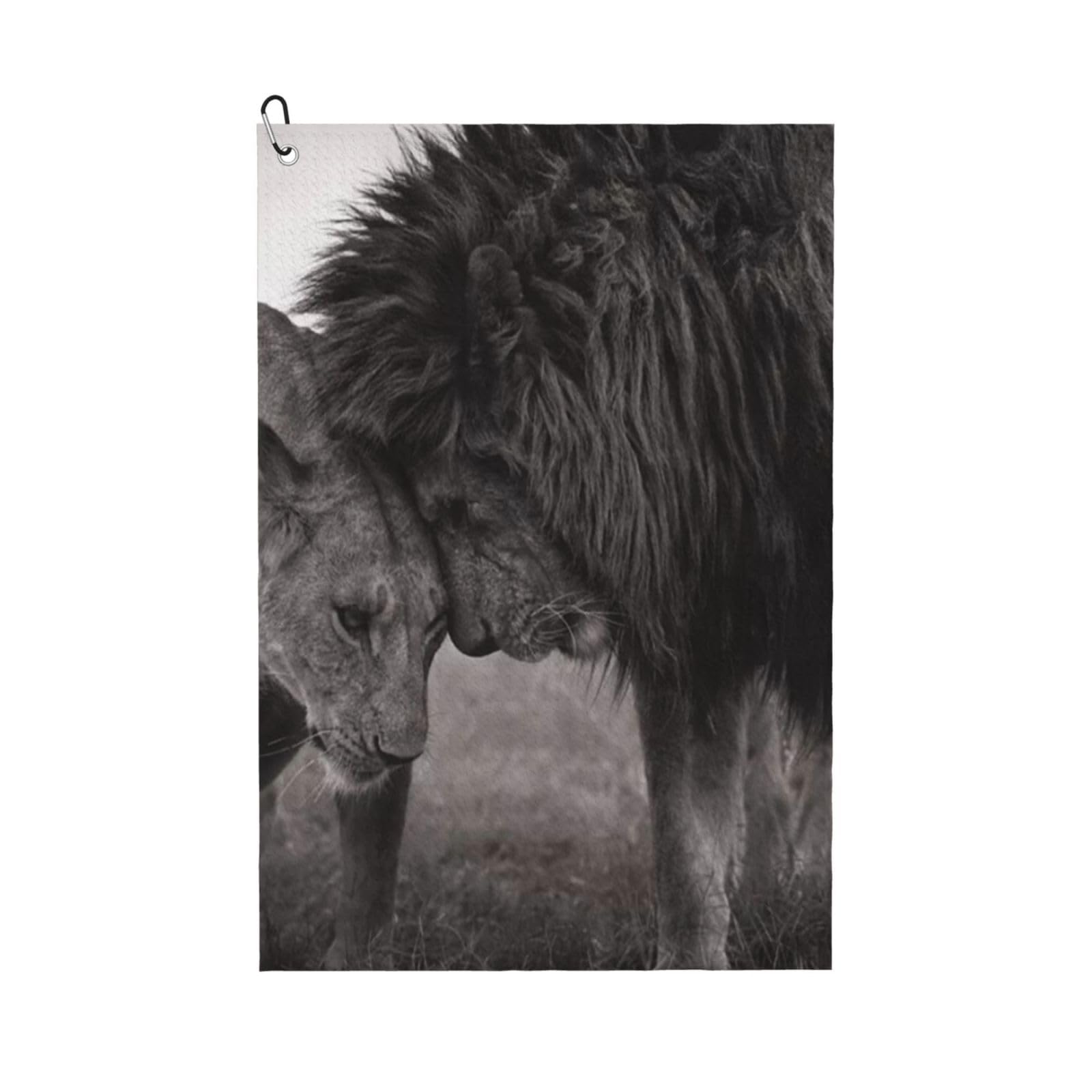 Hnnkloy Lion And Lioness Printed, 16x24 in Portable Waffle Golf Towels with Carabiner Clip for Golf Bag