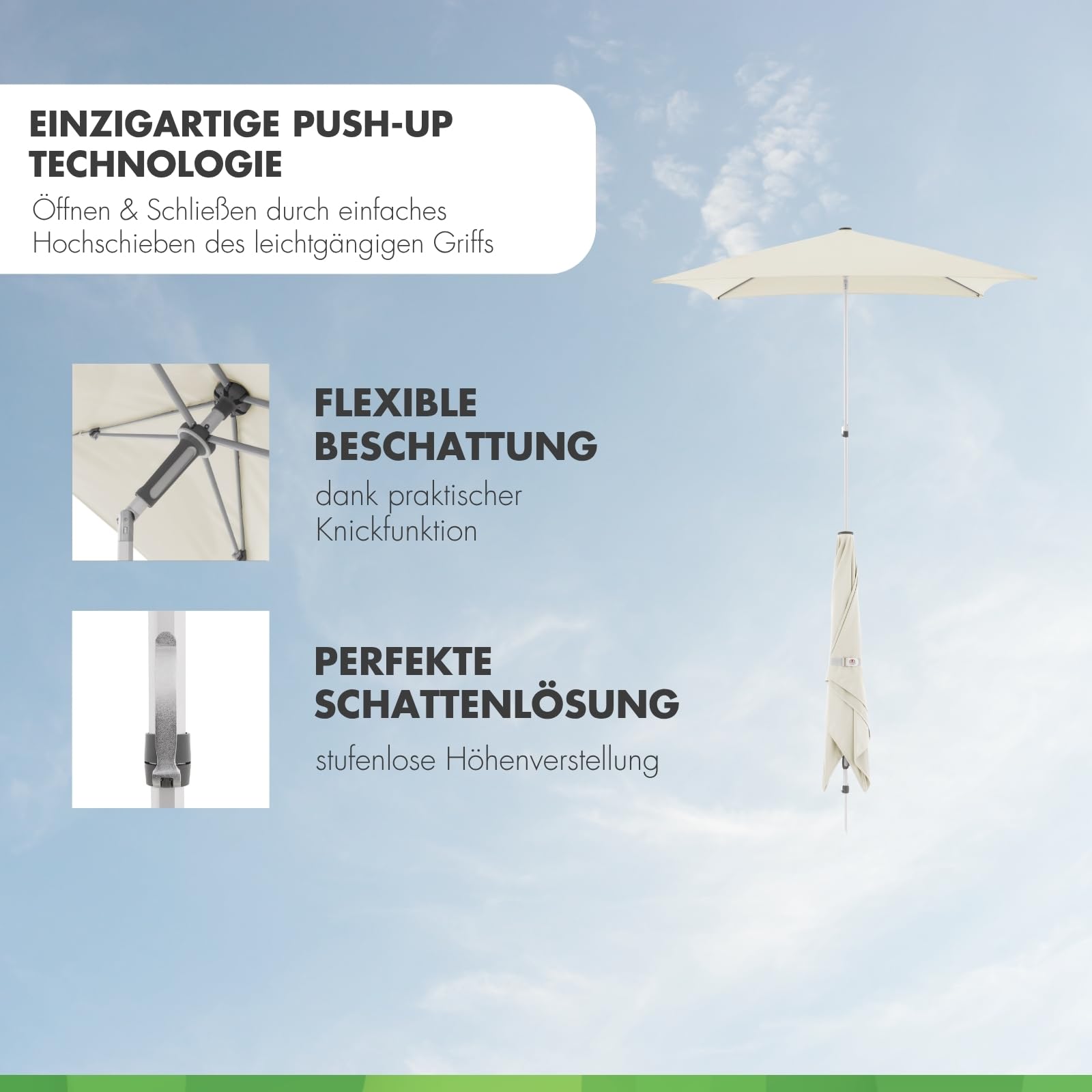 Doppler Sonnenschirm AluPro Neo Push Up 200x250cm in verschiedenen Farben