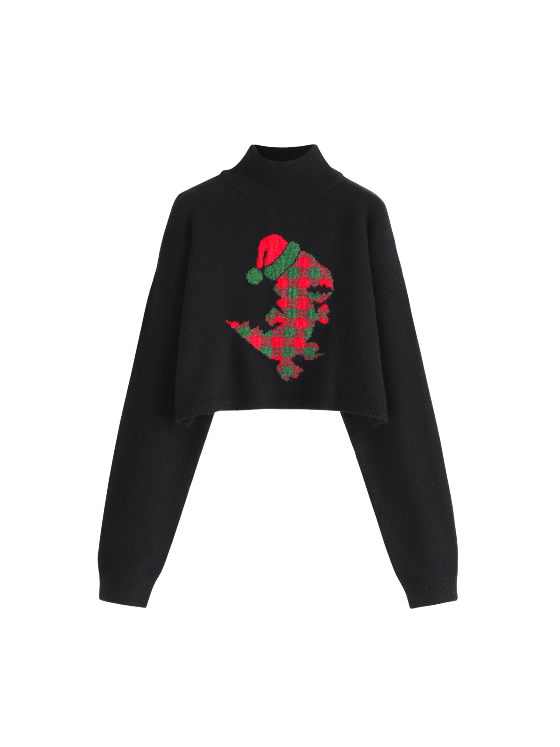 CIDER Christmas Sweaters Turtle Neck Knit Graphic Crop Top Pullover Long Sleeve Trendy Knitwear Jumper