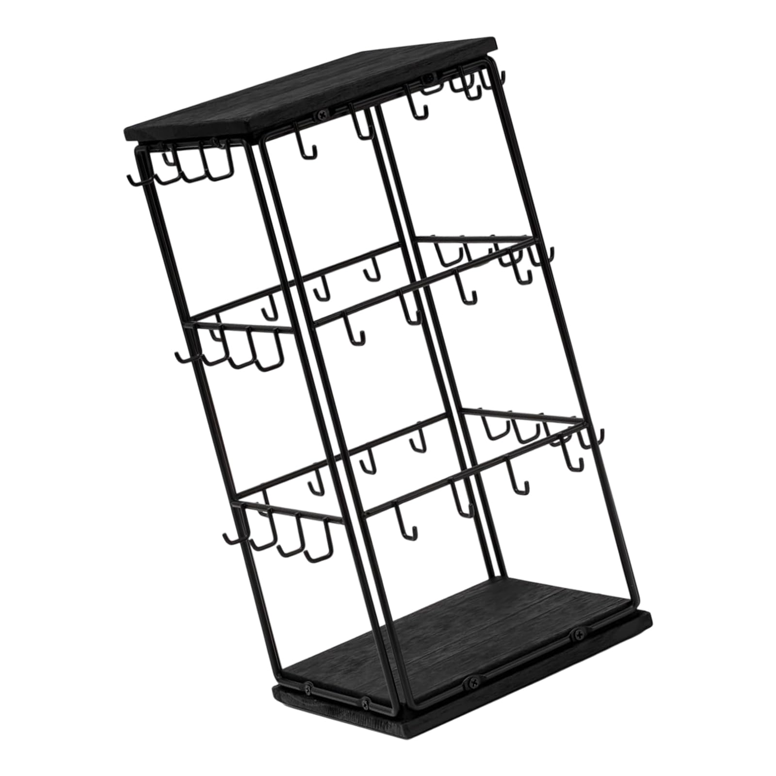 Msioytog Earring Display Stand Sturdy Iron Fame Earring Display Stand with Wood Base Organizers for Easy Access Metal Rack
