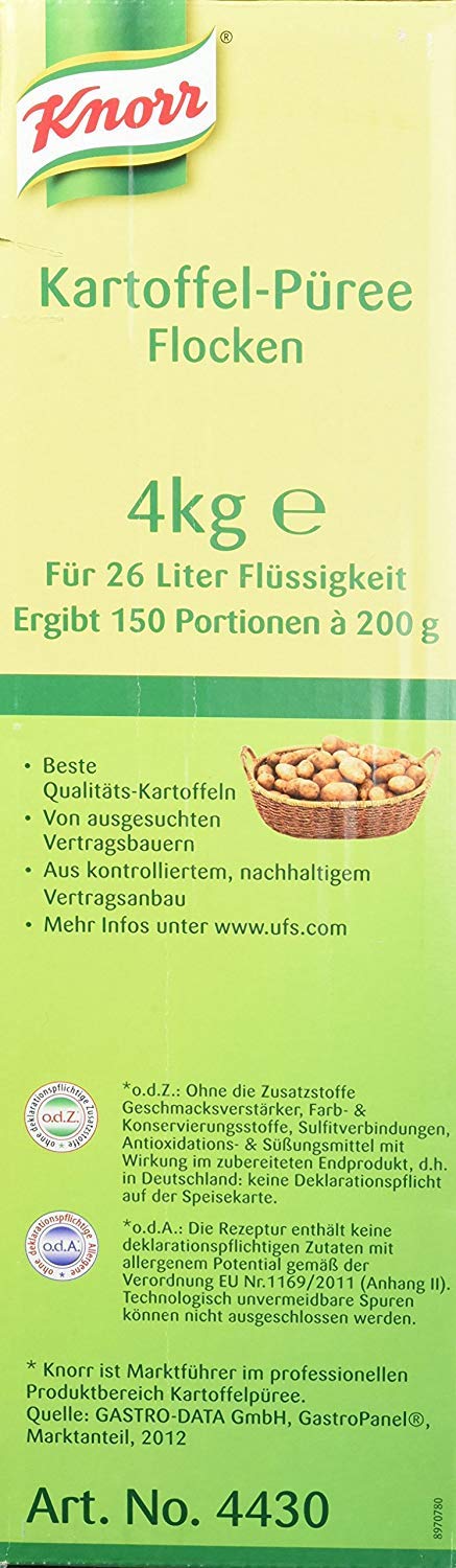 Knorr Kartoffel-Flocken Püree (aus Qualitäts-Kartoffeln) 1er Pack (1 x 4kg)