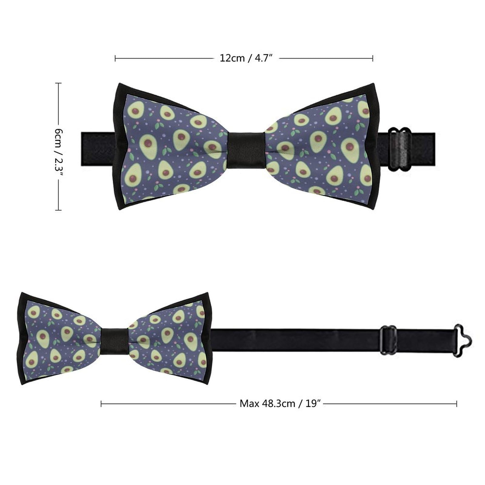 GoasNei Cute Avocado Pattern Bow Tie for Men Adjustable Necktie Funny Tie Neck Ties for Weddings Party