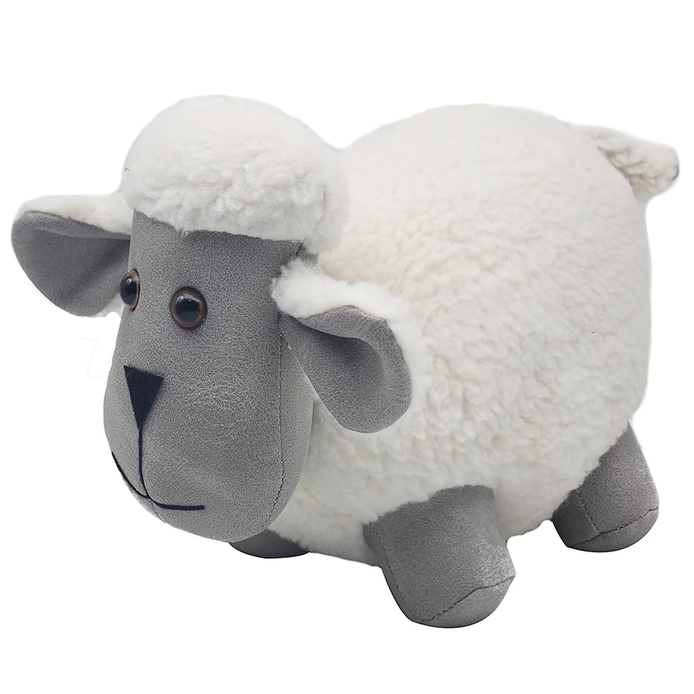 The Leonardo Collection Grey Doorstop - Faux Leather And White Wool Sheep, Lp72507