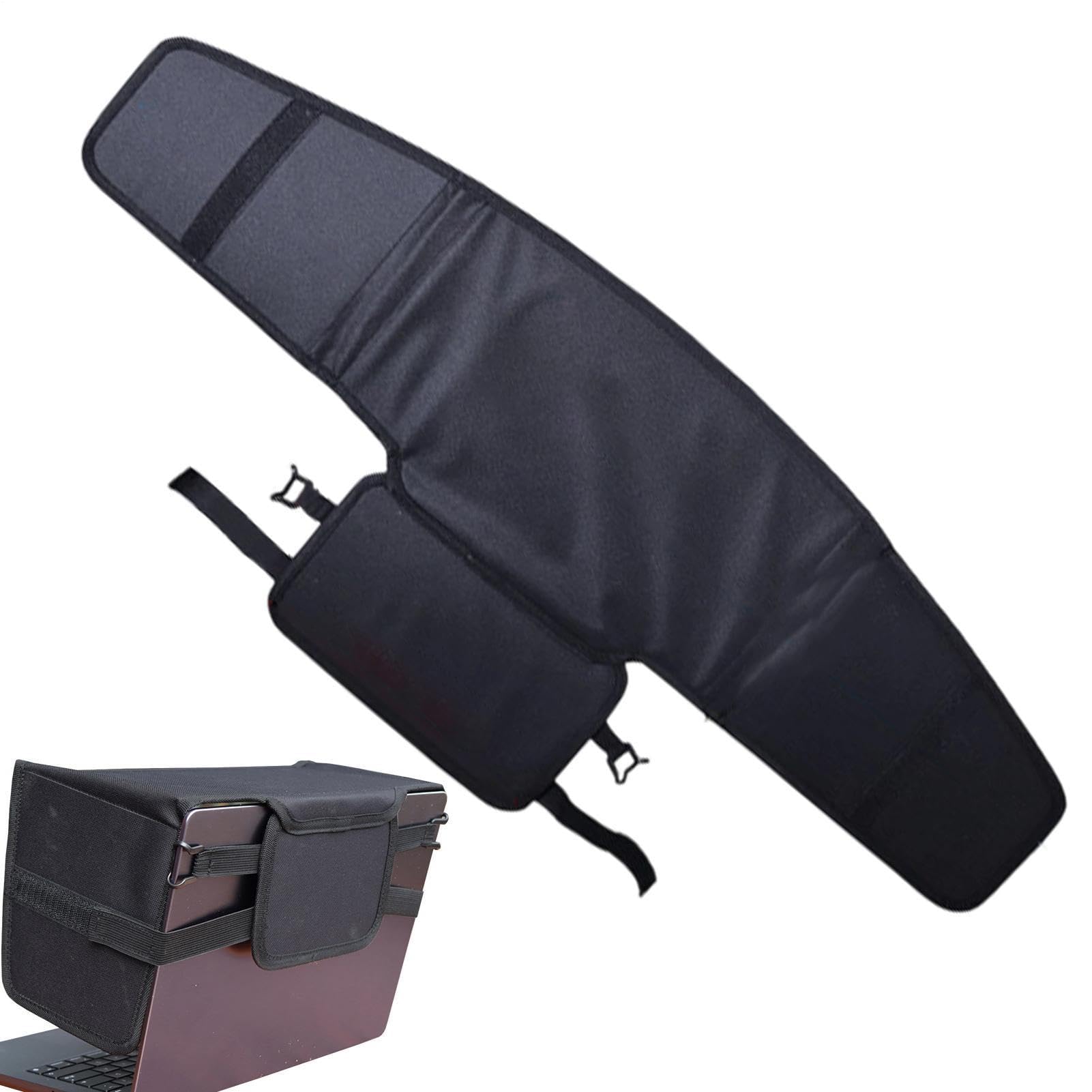 Muiltvoe Laptop Sun Shield 600D Oxford Cloth Foldable Computer Privacy Visor Outside Laptop Sun Glare Shield for Outdoor Working Café Camping Travel Fits 13-16 Inch Laptops Black