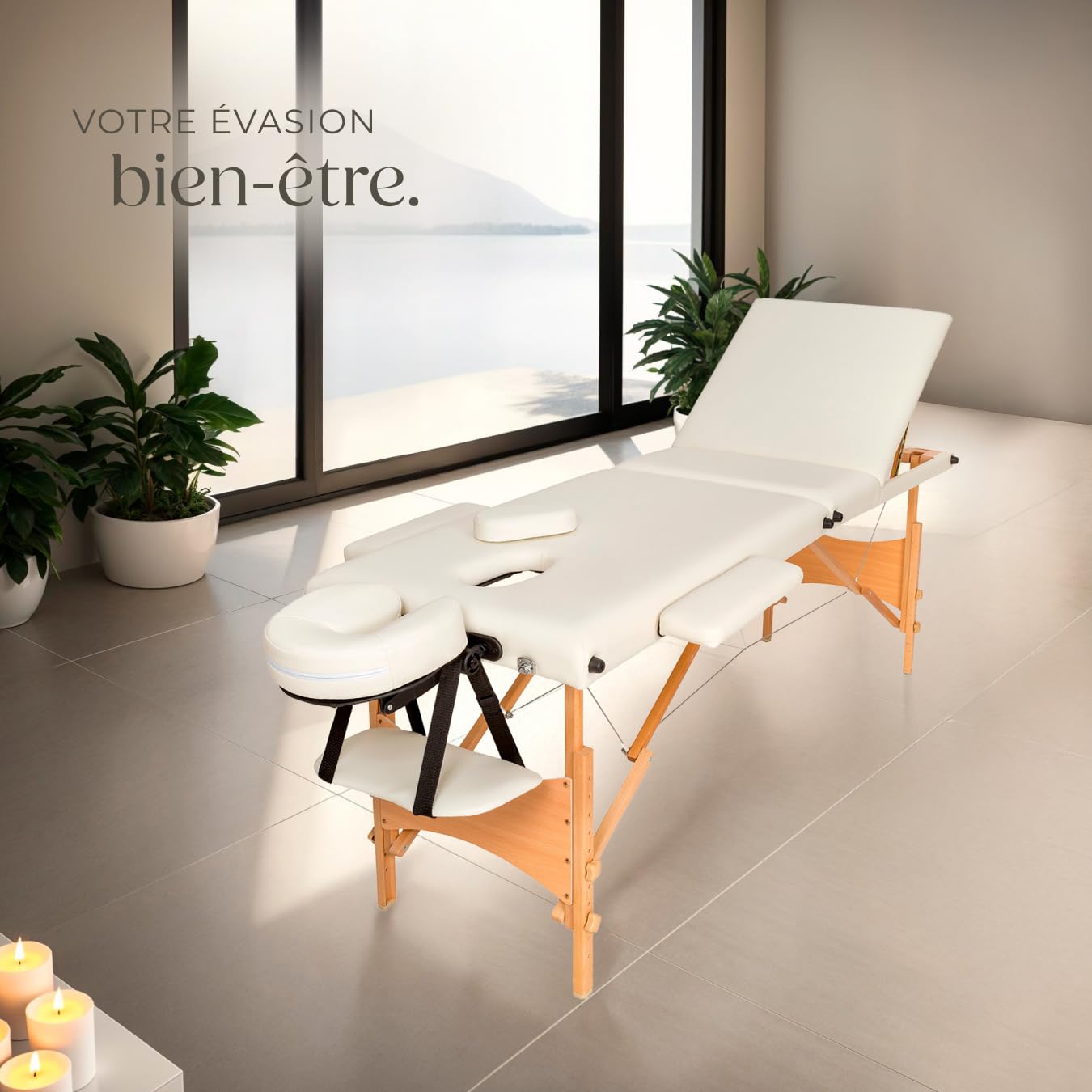 tectake® Table de Massage Pliante Professionnelle 3 Zones Massage et Relaxation Bois Table Esthetique Professionnel Cosmetique Lit de Massage Portable Repose Bras & Housse de Transport - Beige