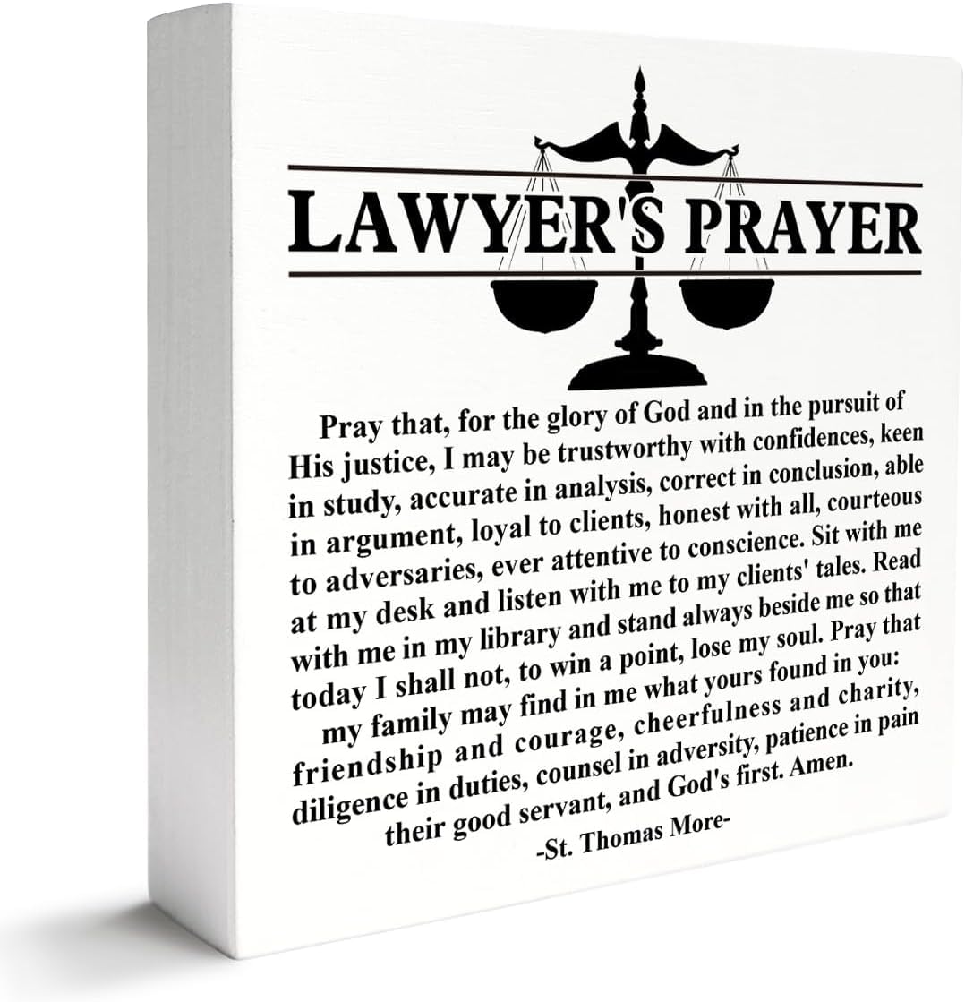 Lawyer ' s Prayer Box Sign 5x5 Inch Wooden Desk Decor Plaque