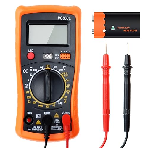 Multímetro digital de 2000 unidades con voltímetro de CA CC y probador de amplificador de voltaje de ohmio mide voltaje, corriente, resistencia