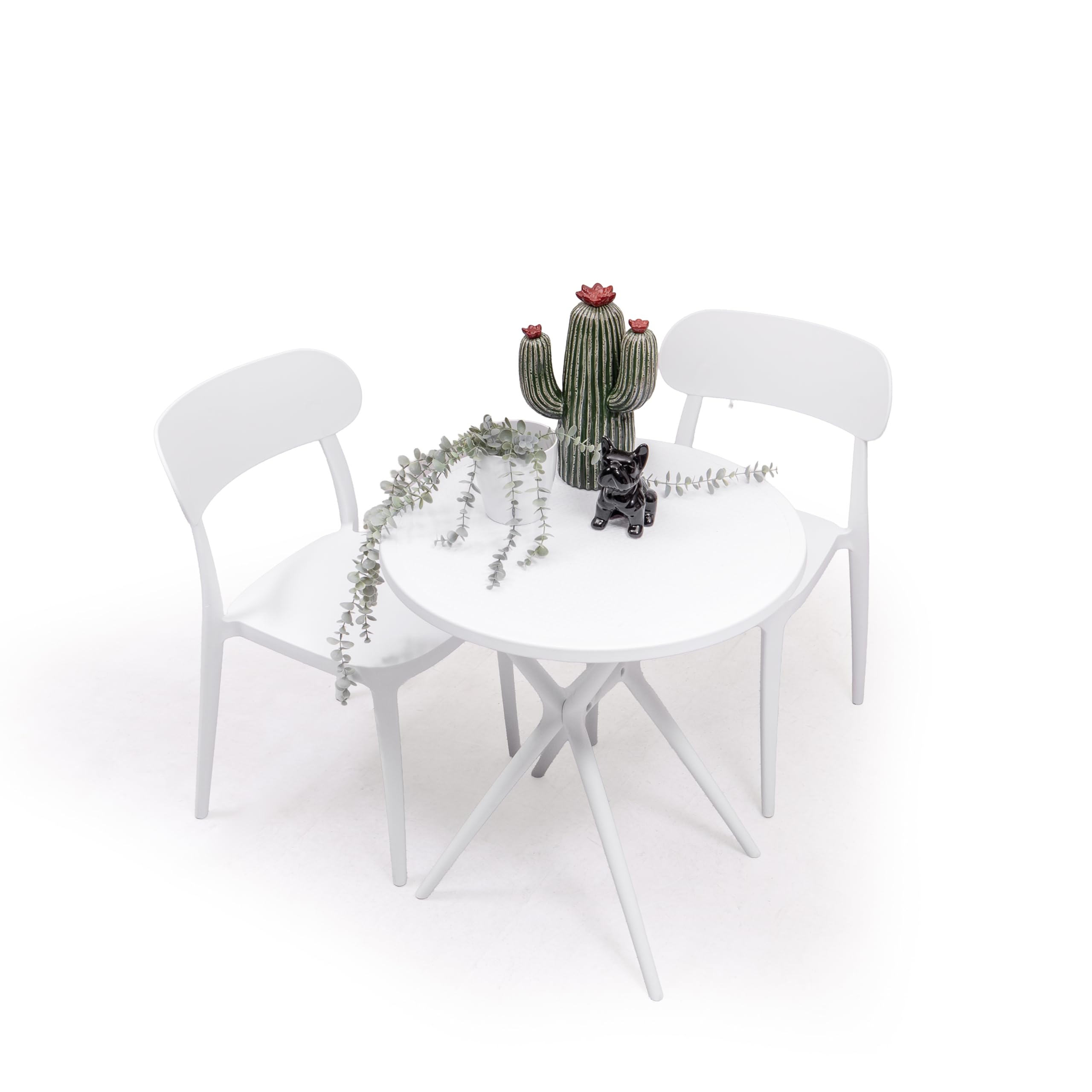 Homely – Mesa velador Redondo parea jardín JARA | 65 cm Diámetro, 75 cm Alto | Mesa Polipropileno Resistente con Textura Efecto Rejilla | Material idoneo para Exterior | Color Blanco