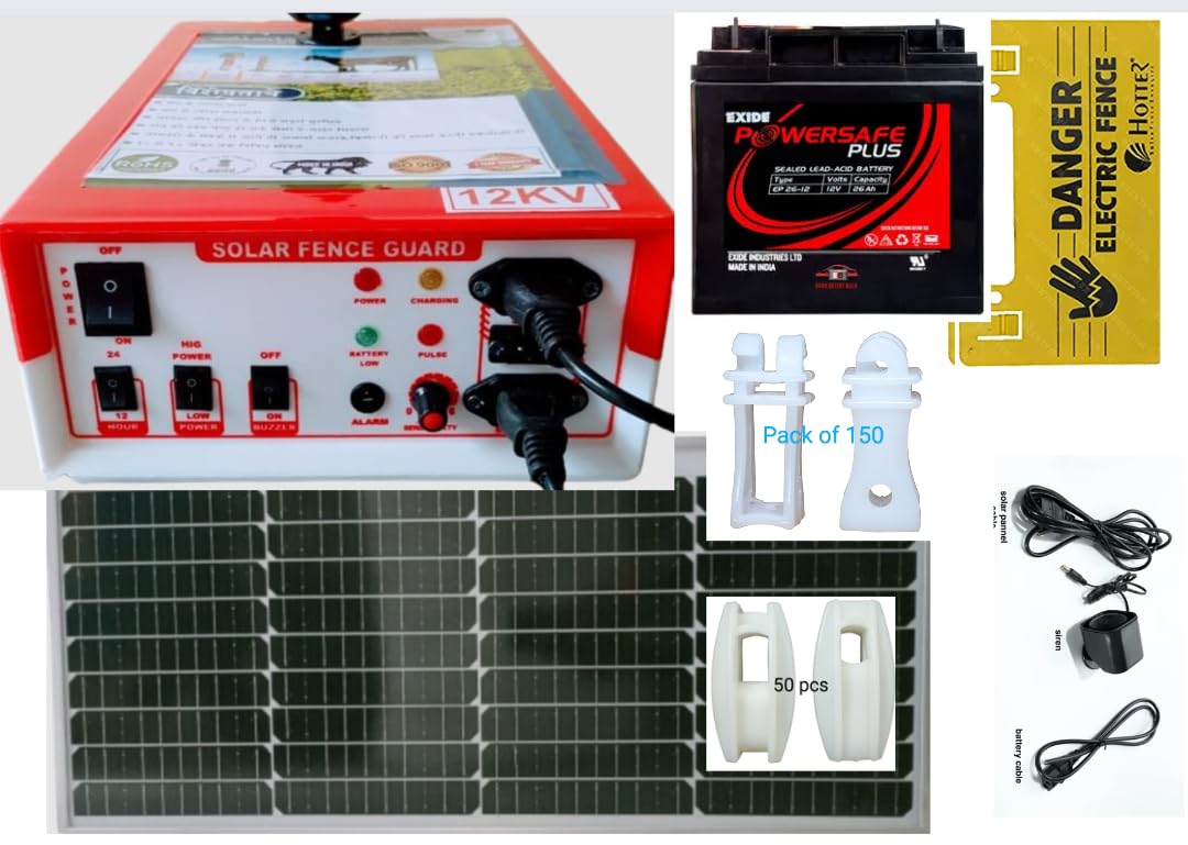 Solar zatka, Jhatka Machine AC DC Fiber Body Set (12kv Machine, Battery,40W Mono Panel,150 Insulator,50 Corner) (B0DF5B177C) Amazon Price History, Amazon Price Tracker