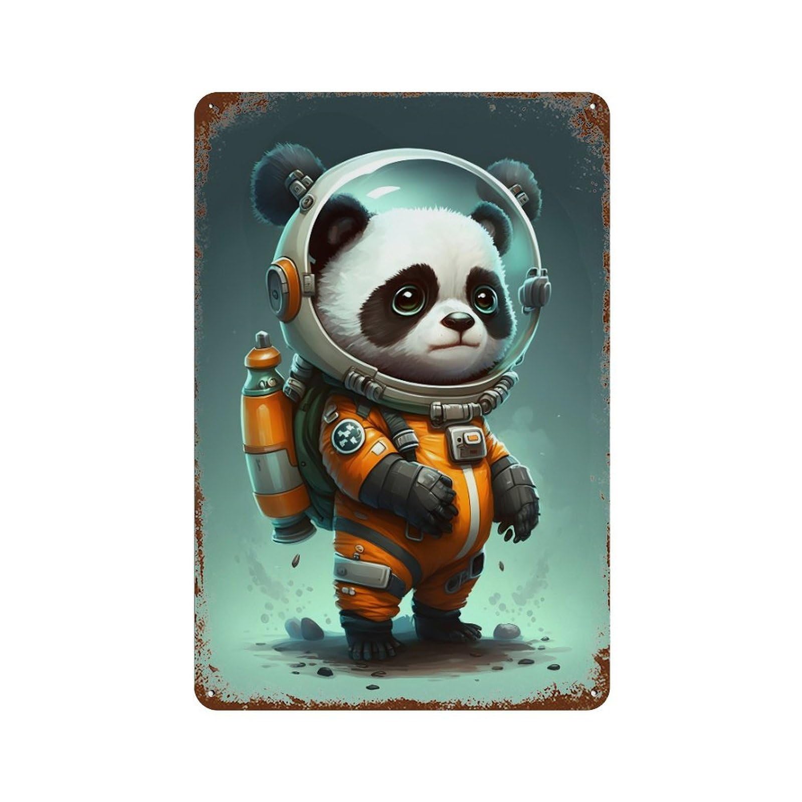 Panda Astronaut Space Suit-6 11.8"x7.9" Vintage Metal Tin Sign, Shabby Chic Decor for Office, Studio And Wall Decor