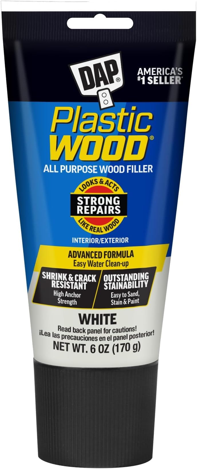 DAP Plastic Wood All Purpose Latex Wood Filler, White, 6 Oz - Packaging May Vary (Pack of 6)