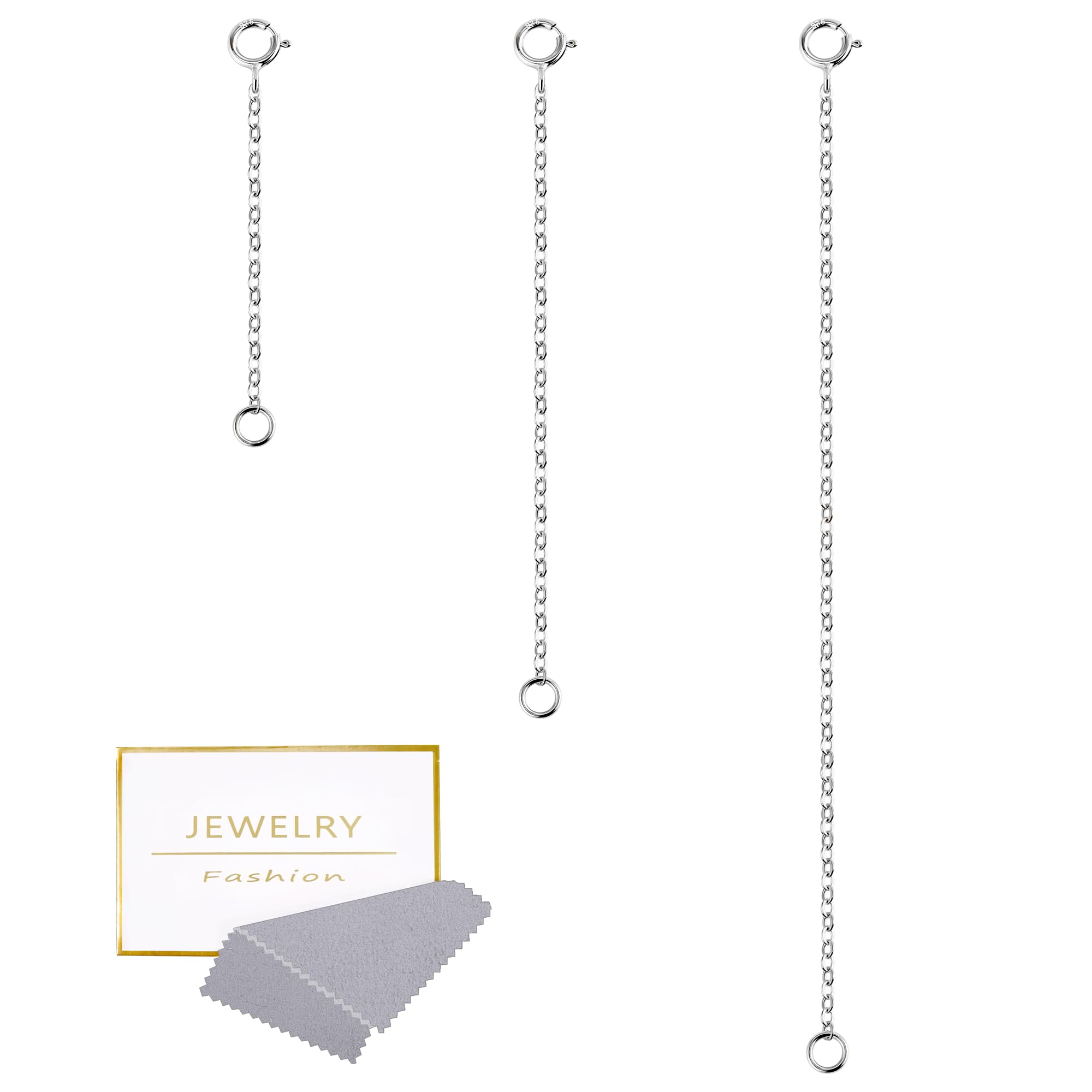 3 Pcs 925 Sterling Silver Necklace Extenders for Women Durable Strong Removable Necklace Bracelet Anklet Extension Jewelry Making Chains